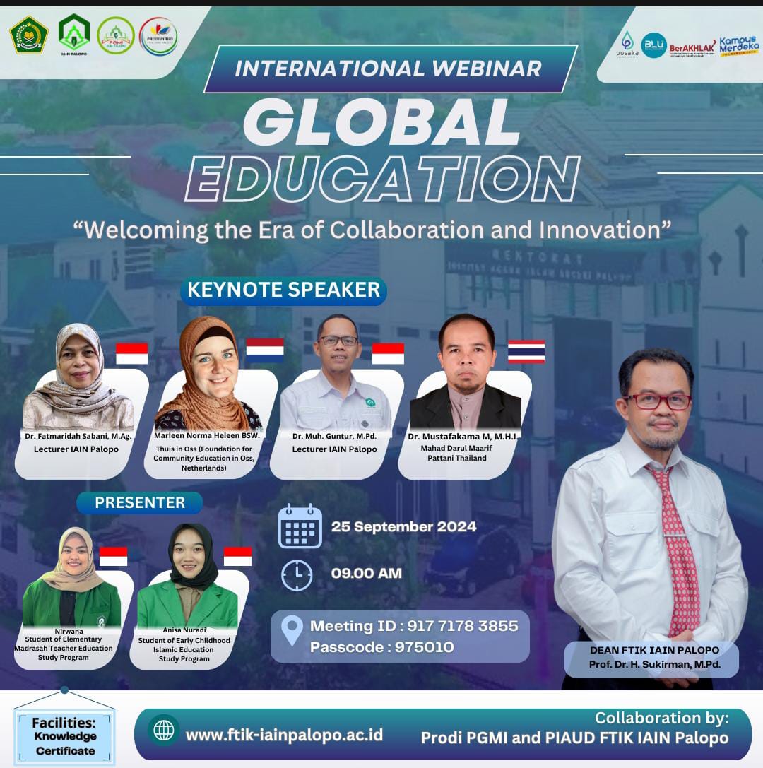 Internasional Webinar Global Education, PGMI IAIN Palopo Hadirkan Dua Narasumber Internasional sebagai Pembicara